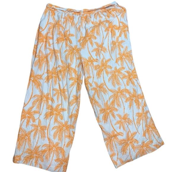 Future Collective Women's Size 4X Plus White Linen Blend Tropical Casual Pants - Picture 2 of 9